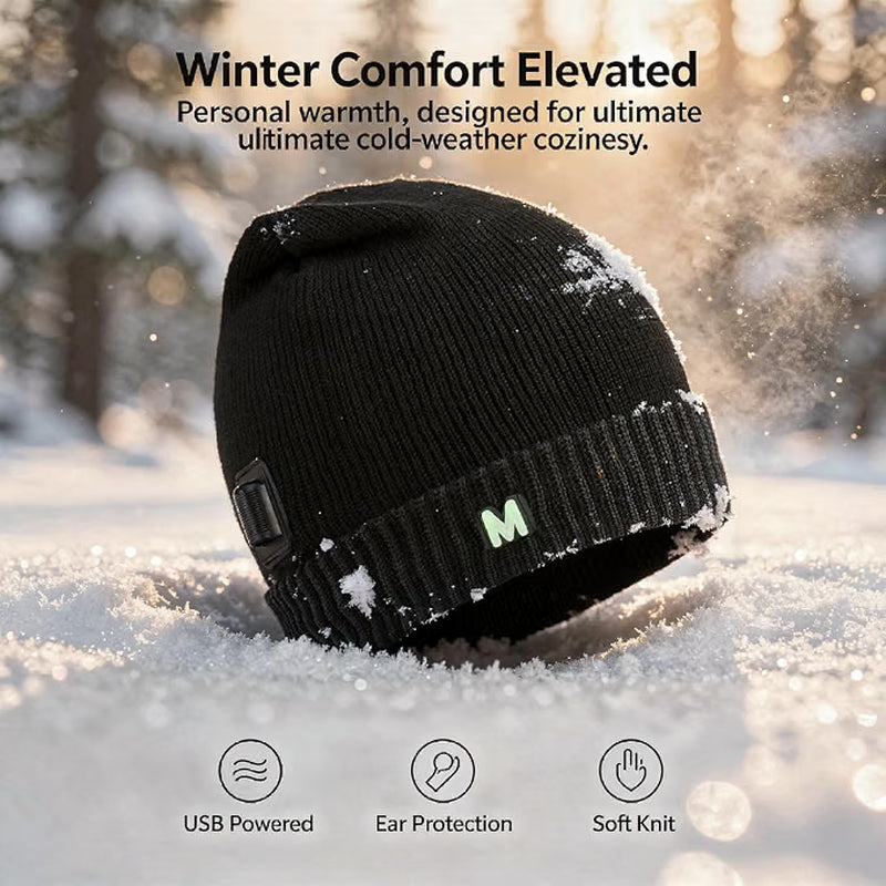 Heated Beanie, USB-Powered Fleece-Lined Knit Winter Hat – image 5