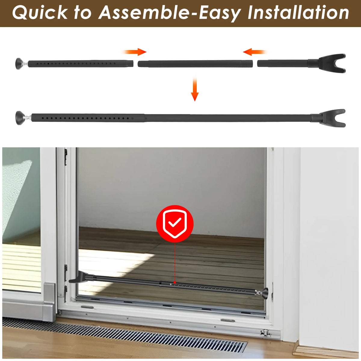 Adjustable Door Security Bar 44–55 in – Sliding Patio Door Jammer – image 3