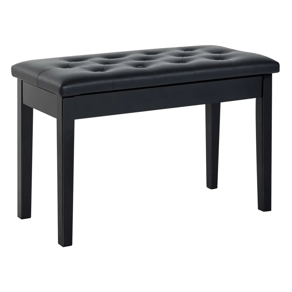 30-Inch Padded Piano Bench with Music Storage – Black
