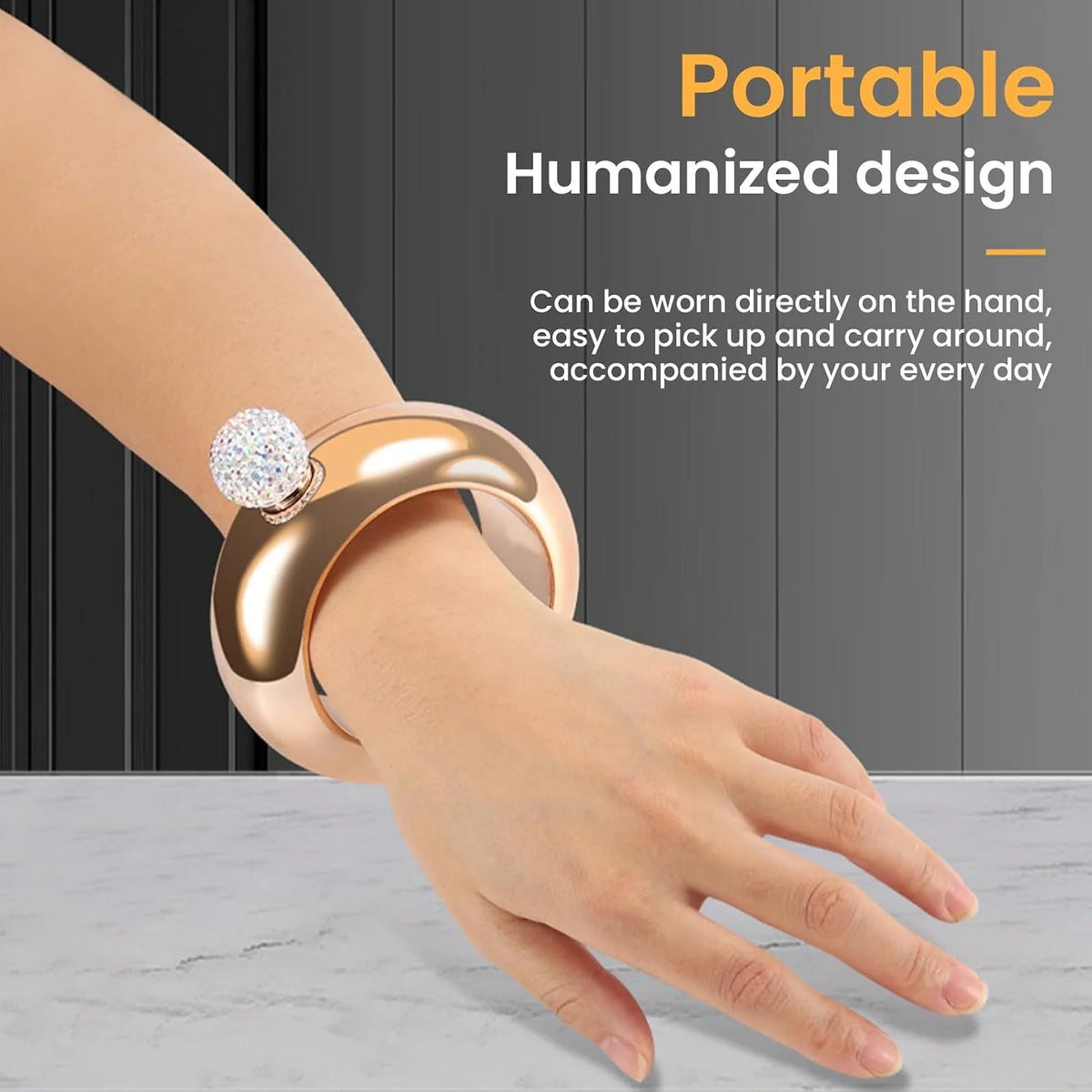 Bracelet Hip Flask with Funnel – Rose Gold Stainless Steel – image 3