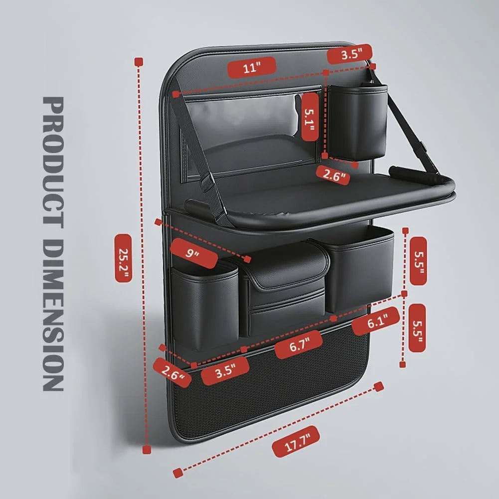 Backseat Organizer with Fold-Down Tray - PU Leather Kick Guard – image 7