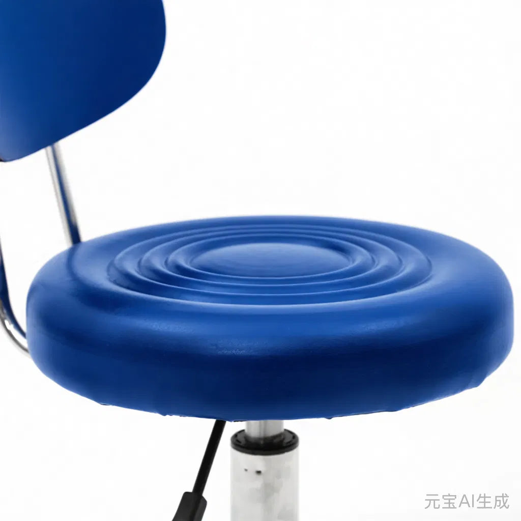 Round Adjustable Salon Stool with Backrest and 360 Swivel, Blue – image 11