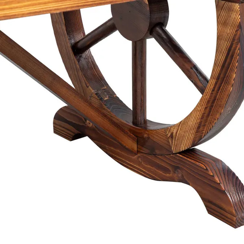 Rustic Garden Bench - 2-Person Wagon Wheel Outdoor Porch Bench – image 9