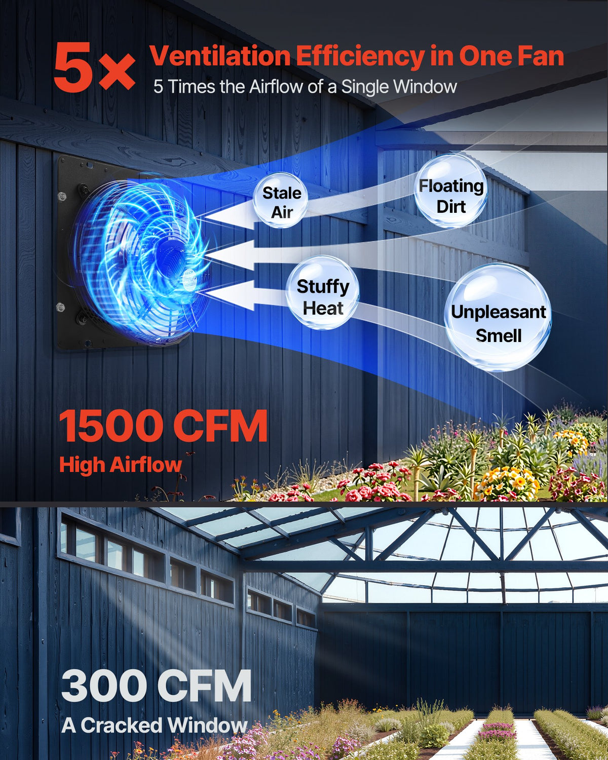 HVAC 12 in Shutter Exhaust Fan with Smart Speed Control