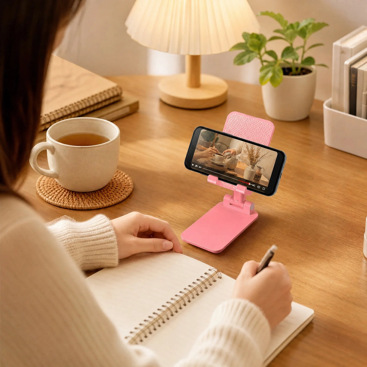 Foldable Tablet Stand, Pink Phone Holder 90-135 Degree Angle – image 7