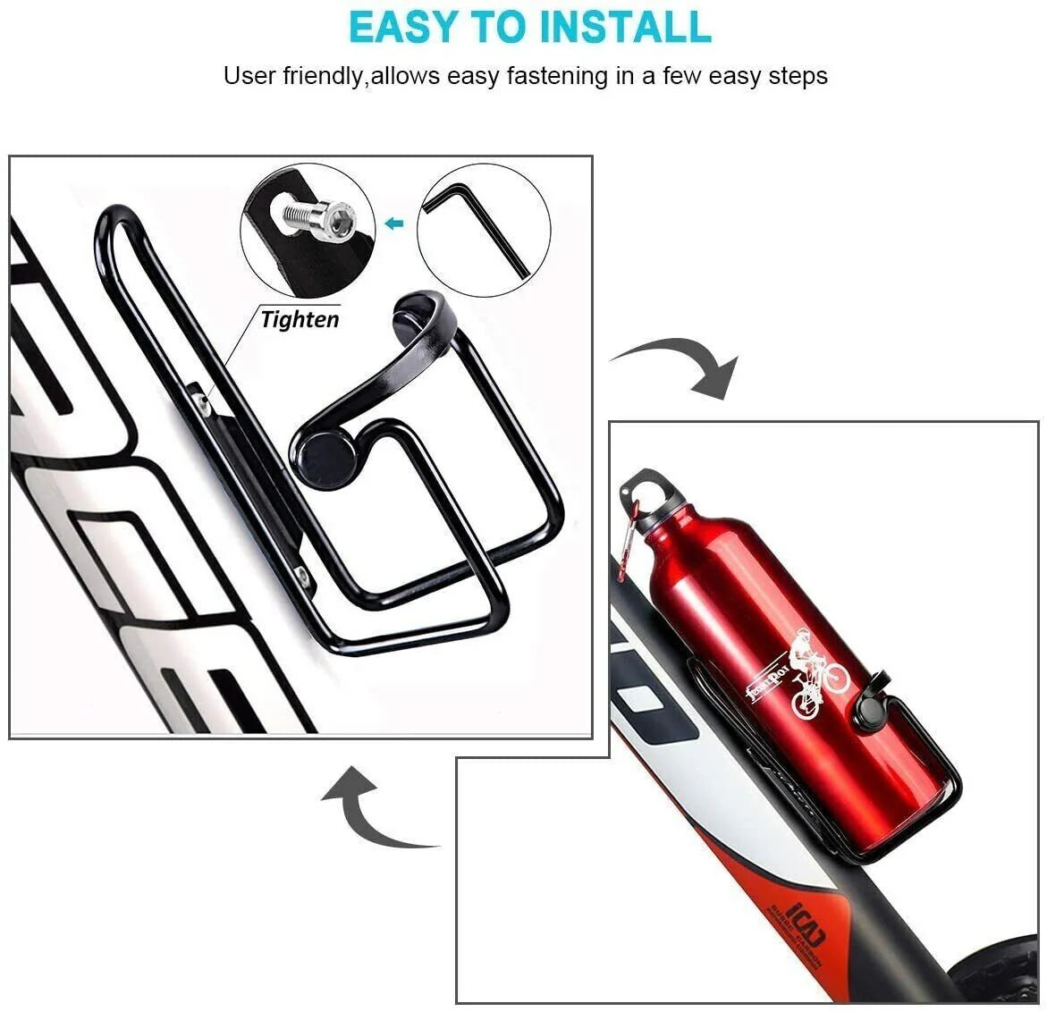 Bike Water Bottle Cage 2-Pack, Lightweight Aluminum Alloy – image 2