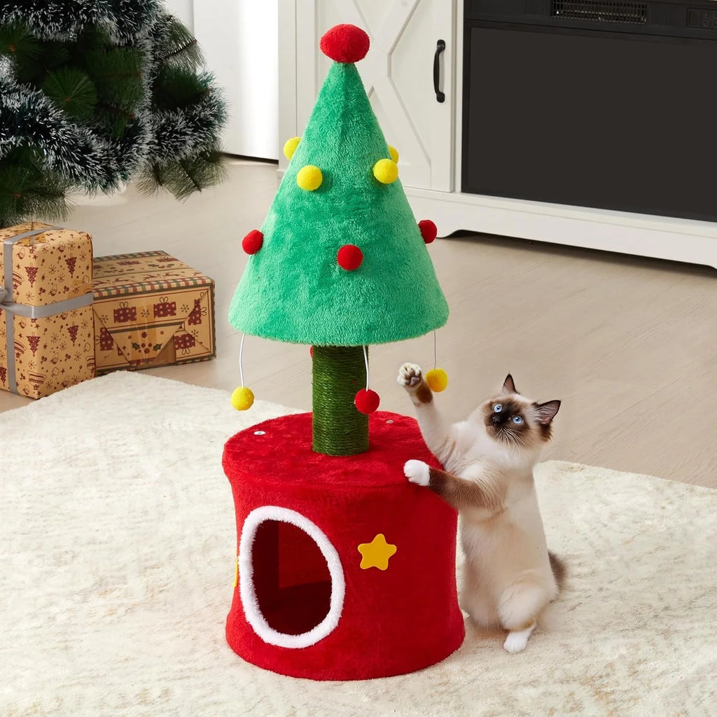 Small Cat Tree Tower – Sisal Posts with Cozy Cat Bed – image 6