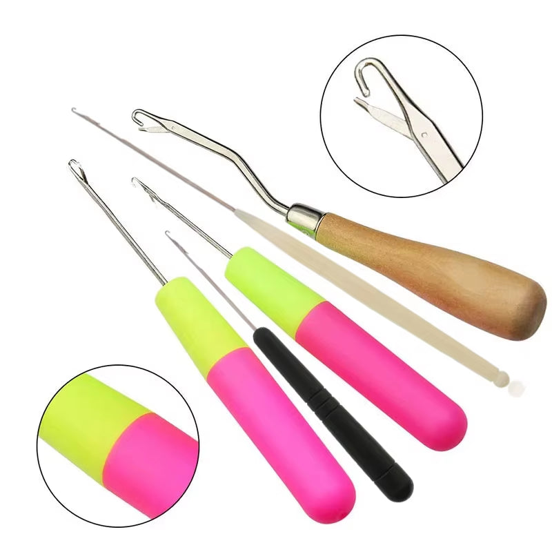Latch Hook Crochet Needles - 5-Piece Set for Crafts & Wig Making – image 2