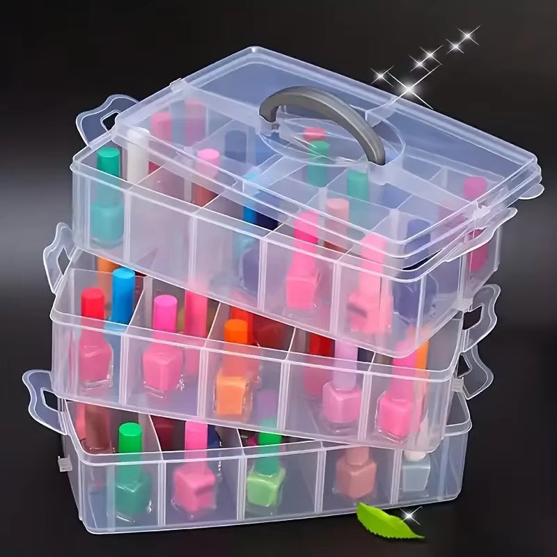 Compartment Organizer Box - 18 Grid Clear Stackable with Handle – image 6