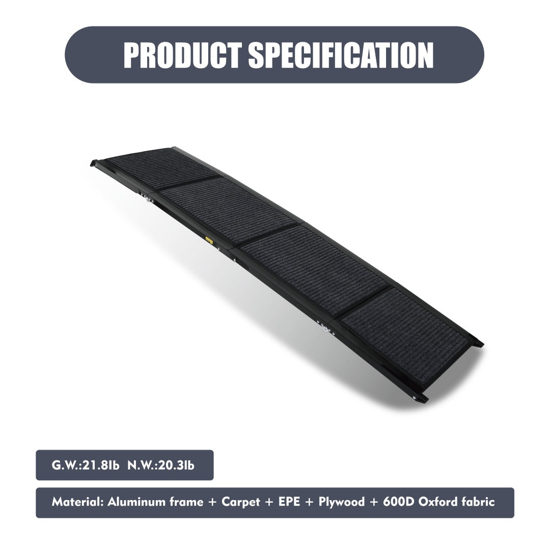Dog Ramp for Car 71 x 19.3 in, Four-Fold Aluminum with Rug Surface – image 6