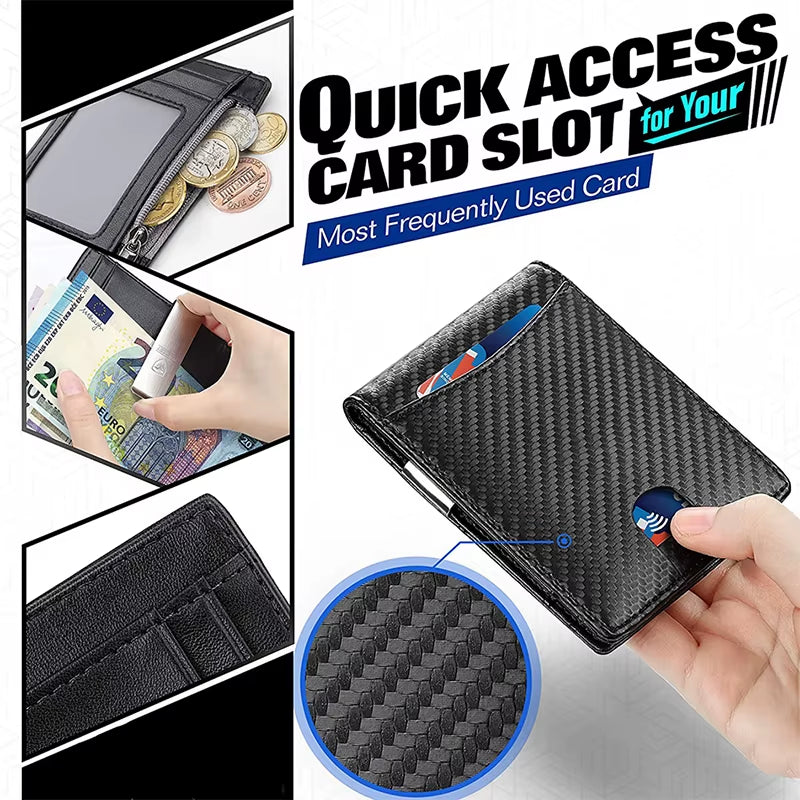 RFID Card Holder Wallet Carbon Fiber Look Slim Minimalist – image 5