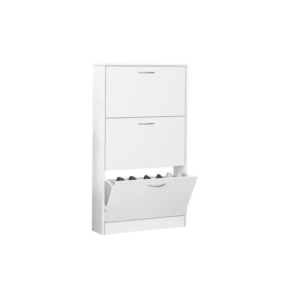 Shoe Cabinet for Entryway, Narrow 3-Drawer Flip-Down Storage, White – image 9