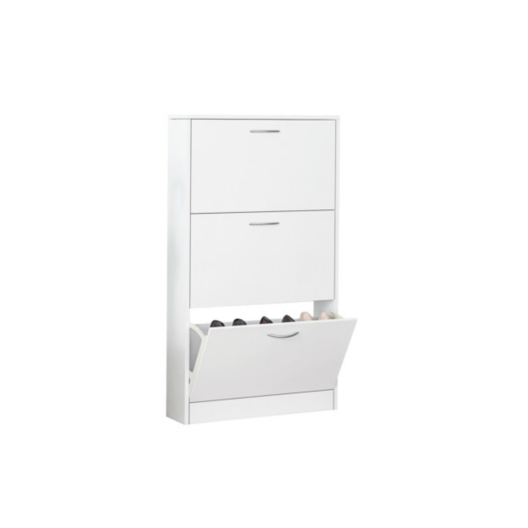 Shoe Cabinet for Entryway, Narrow 3-Drawer Flip-Down Storage, White – image 9