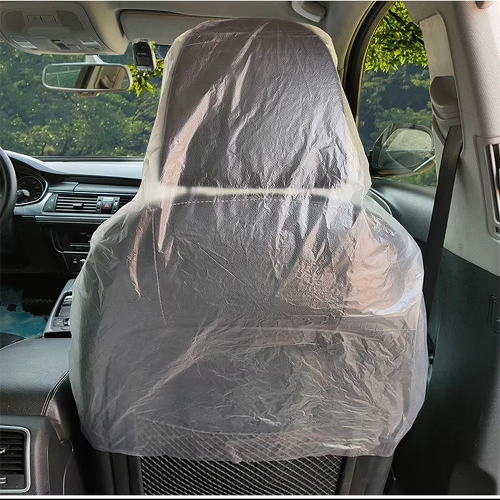 Disposable Car Seat Covers 100-Pack, Clear Plastic Seat Protectors – image 3