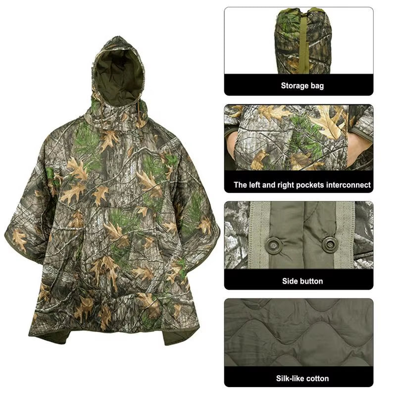 Wearable Sleeping Bag Poncho for Camping, Hooded Warm Cape Blanket – image 6