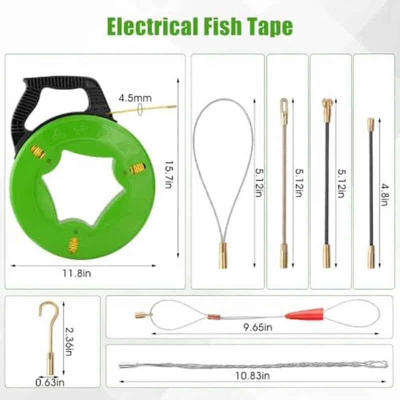 Fish Tape 197 ft, 4.5 mm Wire Puller with 7 Guide Tips and Gloves – image 3