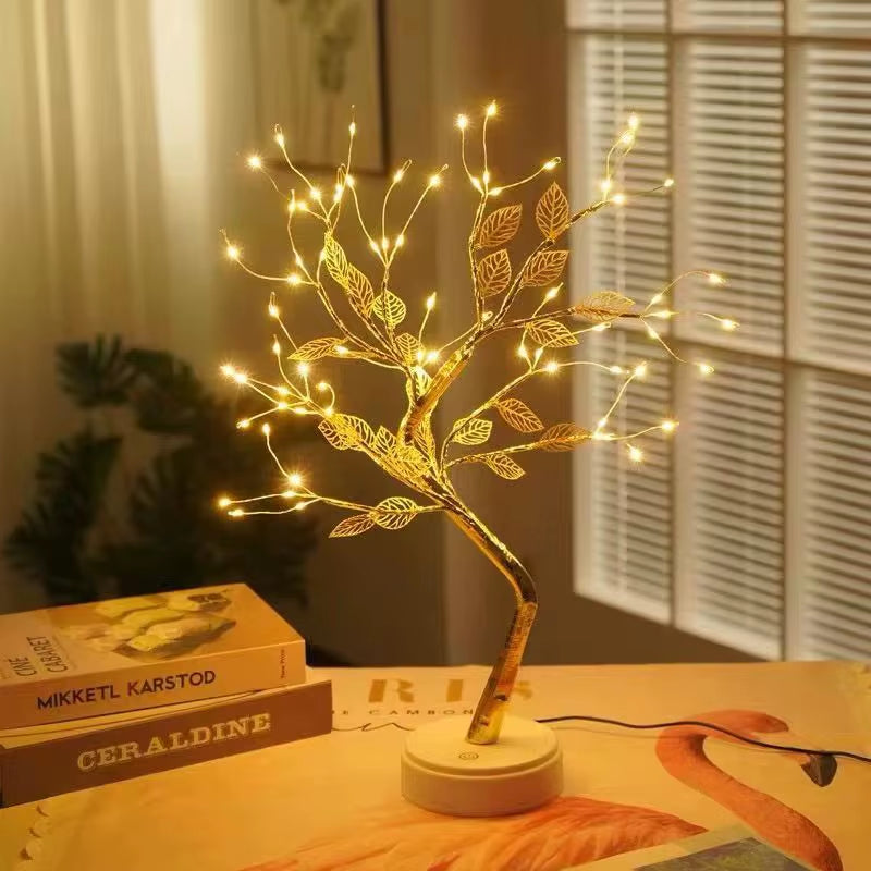 Tree Night Light, Cherry Blossom Bonsai Desk Lamp, USB or AA – image 9