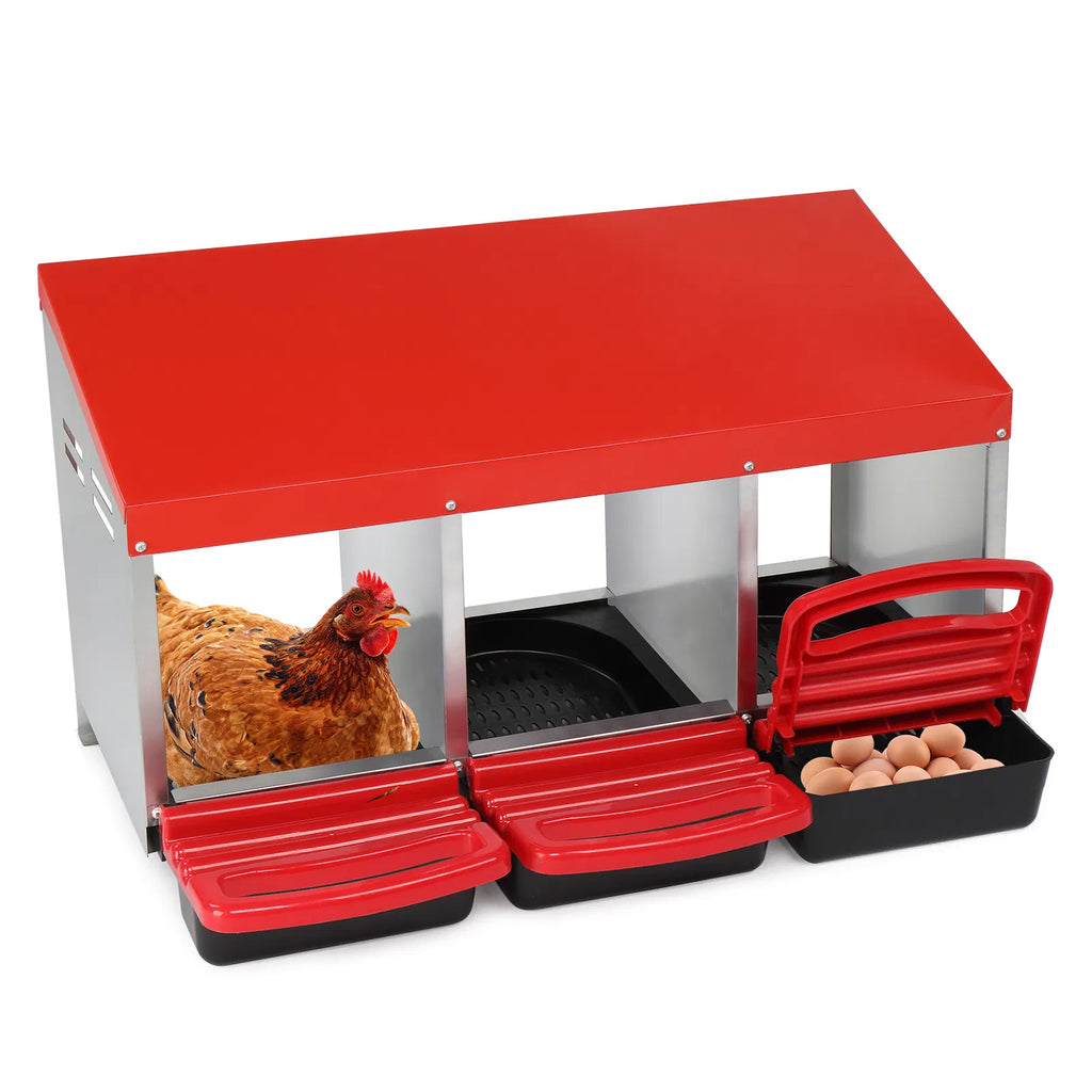 3 Compartment Roll Out Chicken Nesting Box with Plastic Baskets – image 6