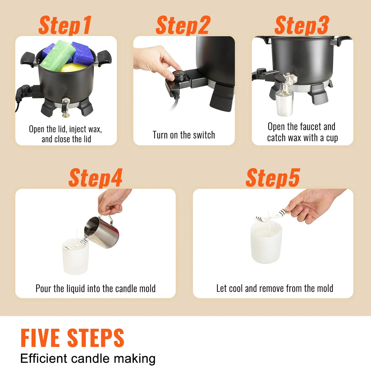 5 Liter Electric Wax Melter for Candle Making with Pour Spout – image 6