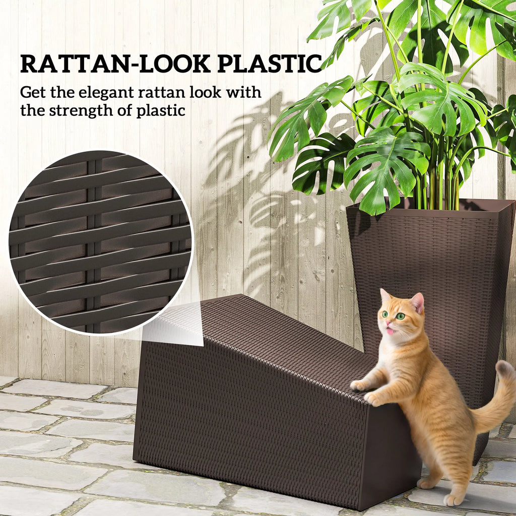 Tall Outdoor Planters Set of 3, 24 in Rattan-Look Self-Draining Pots – image 6