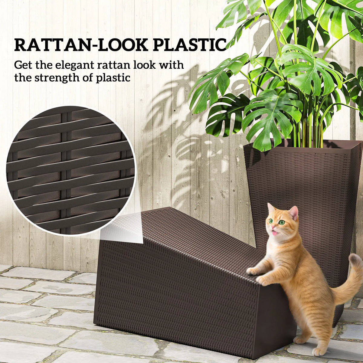 Tall Outdoor Planters Set of 3, 24 in Rattan-Look Self-Draining Pots – image 6