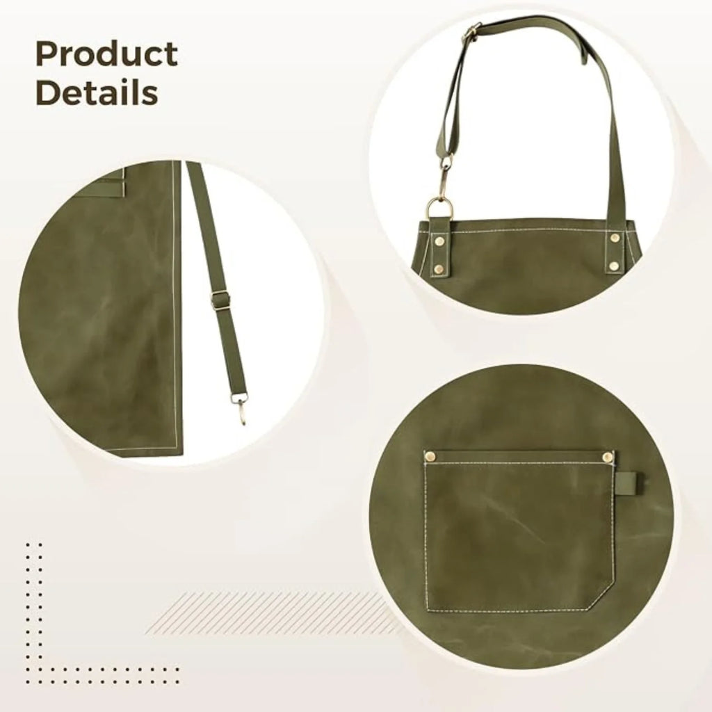 Work Apron Canvas No-Tie with Quick-Release Buckles and Tool Pockets