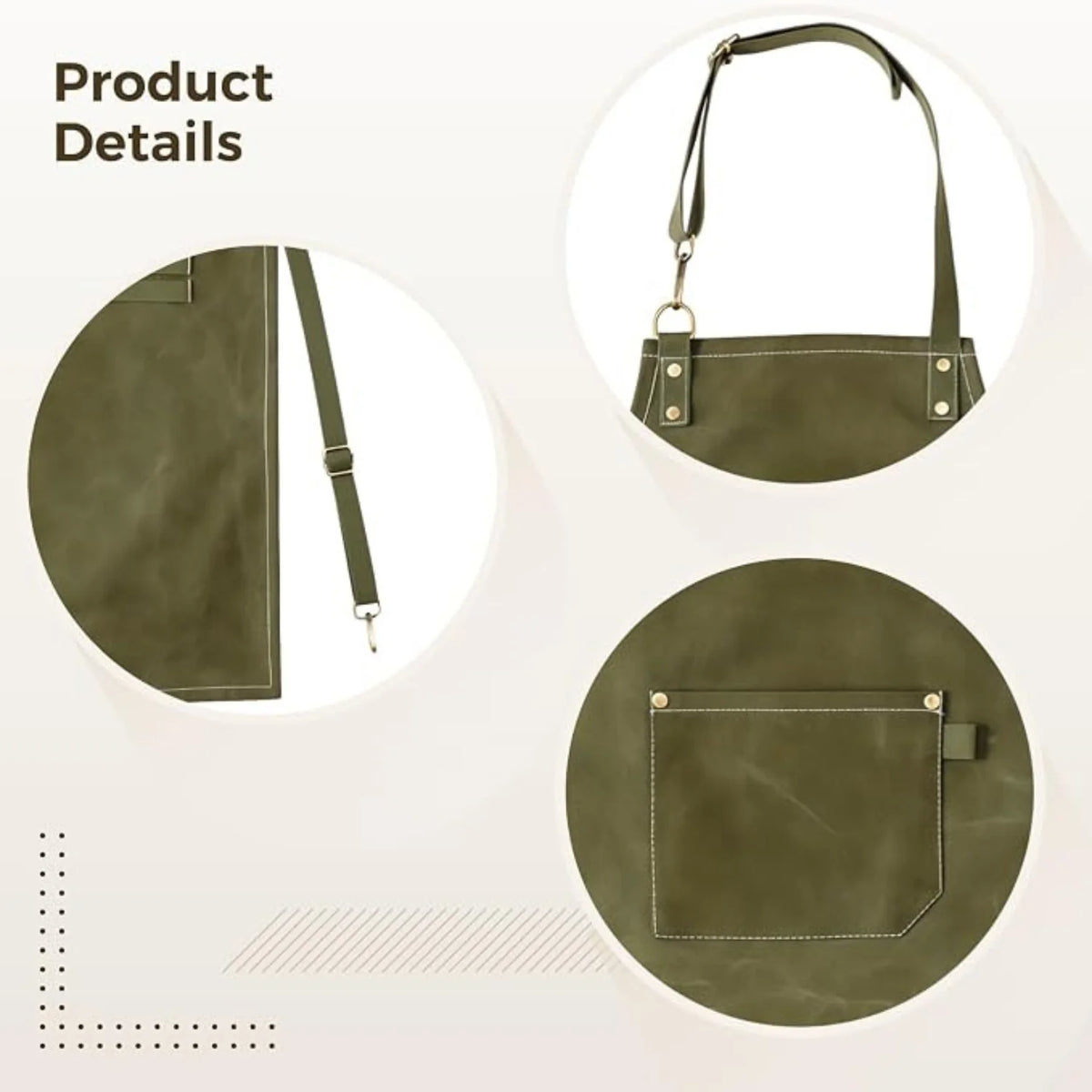 Work Apron Canvas No-Tie with Quick-Release Buckles and Tool Pockets