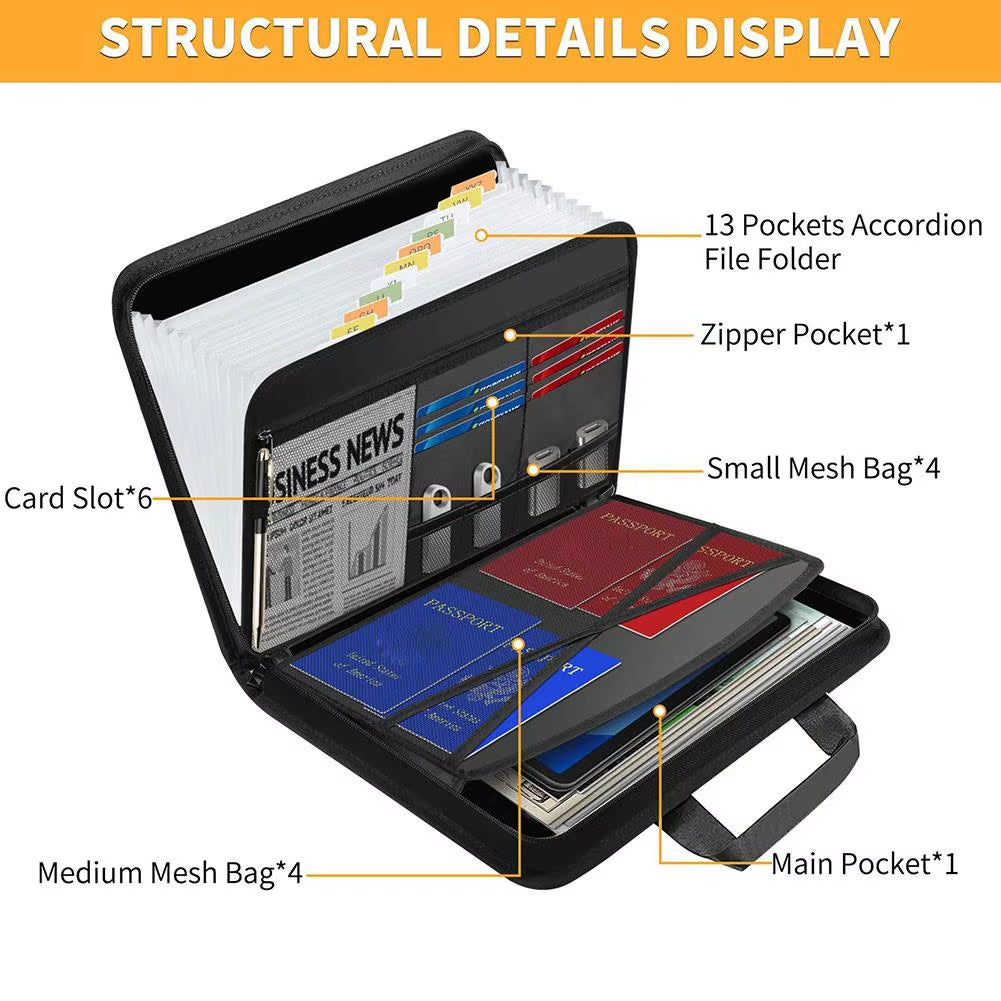 Fireproof Document Bag – A4 Expanding File Organizer with Handle – image 6