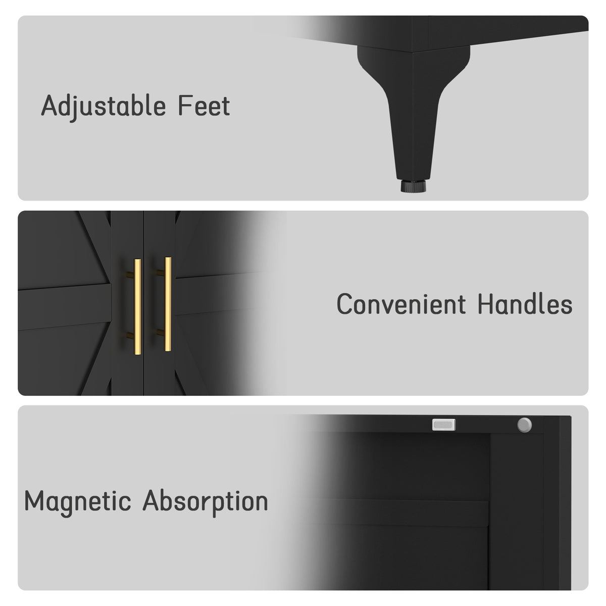 Pantry Cabinet, 2-Door Steel Kitchen Storage with Adjustable Shelves – image 5