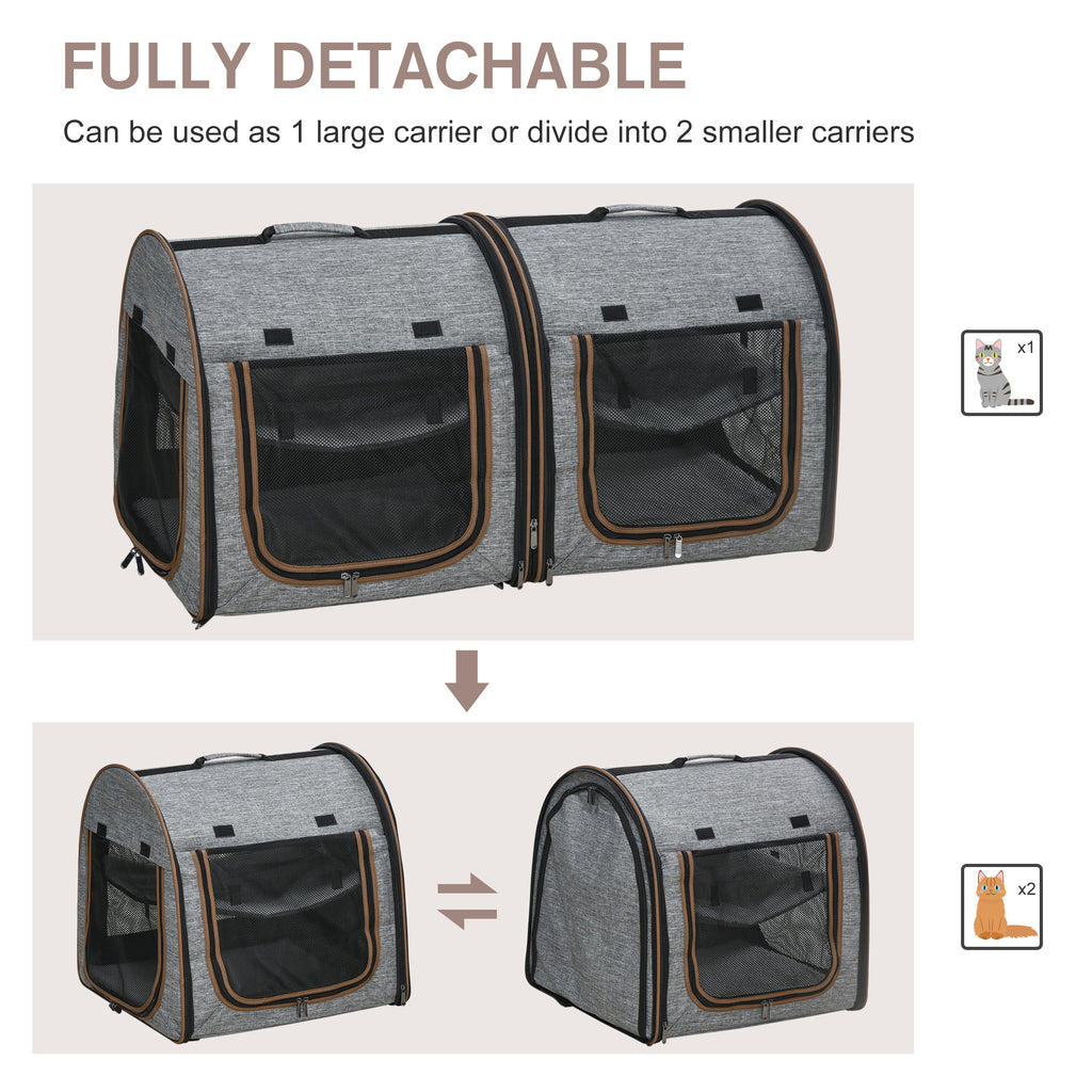 Double Cat Carrier, 39 in Soft-Sided Travel Crate with Divider – image 5