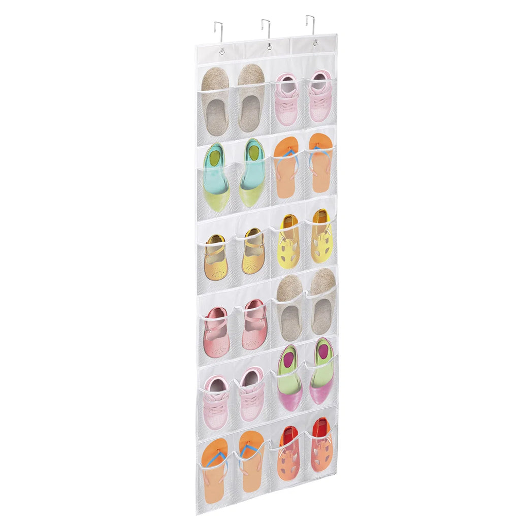 Over the Door Shoe Organizer - 24 Clear Pockets with Metal Hooks – image 9