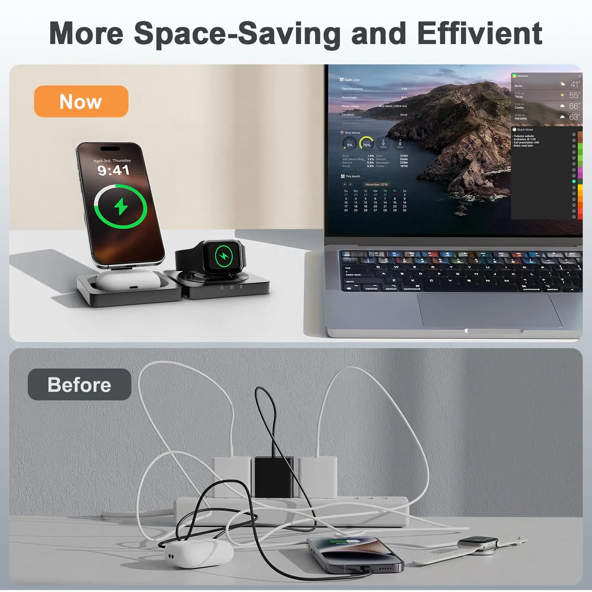 Magnetic Wireless Charger Stand 3-in-1, Foldable Charging Station – image 12