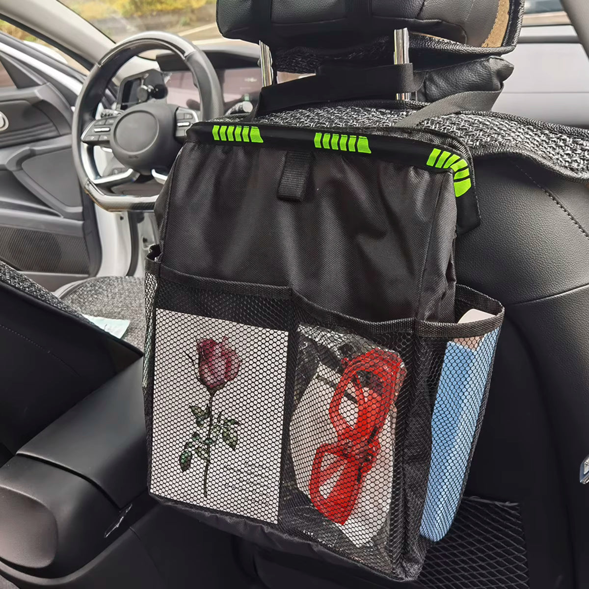 Leak-Proof Car Trash Can with Tissue Holder – image 2