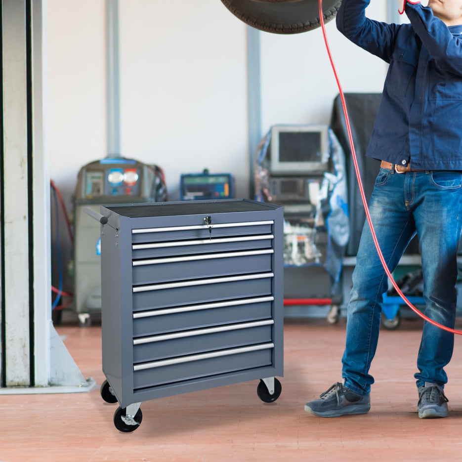 7 Drawer Rolling Tool Chest with Wheels Steel Mechanic Cabinet