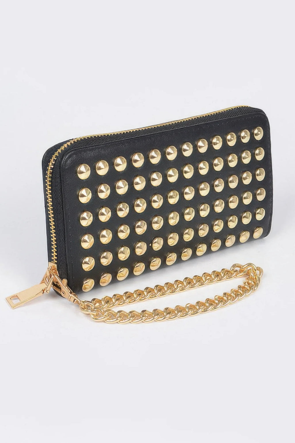 Studded Wallet with Chain Strap, Black Gold or White Gold – image 2
