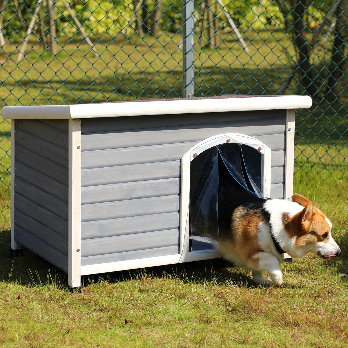 Wooden Outdoor Dog House with Waterproof Roof and Elevated Floor – image 8
