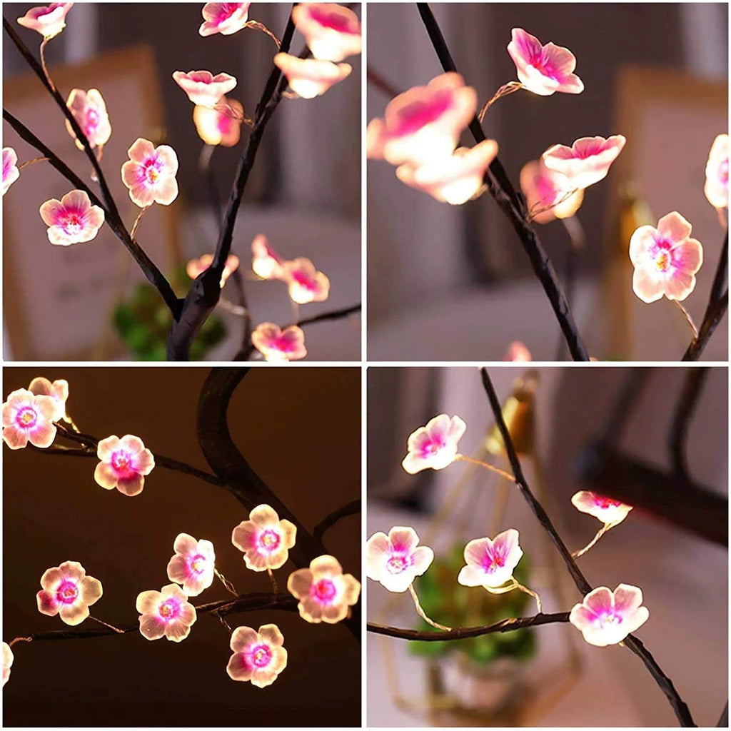 Tree Night Light, Cherry Blossom Bonsai Desk Lamp, USB or AA – image 5