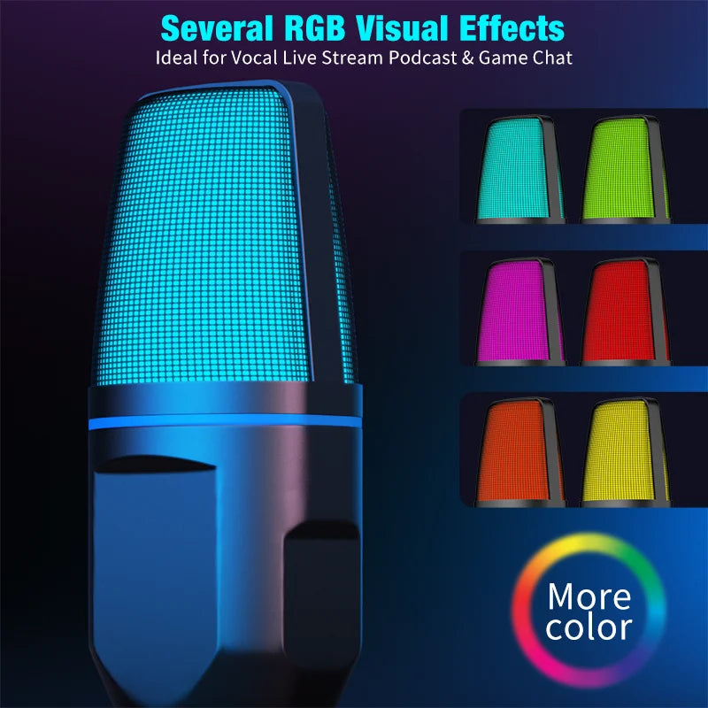 USB Condenser Microphone with RGB Light for Streaming and Podcasts – image 4