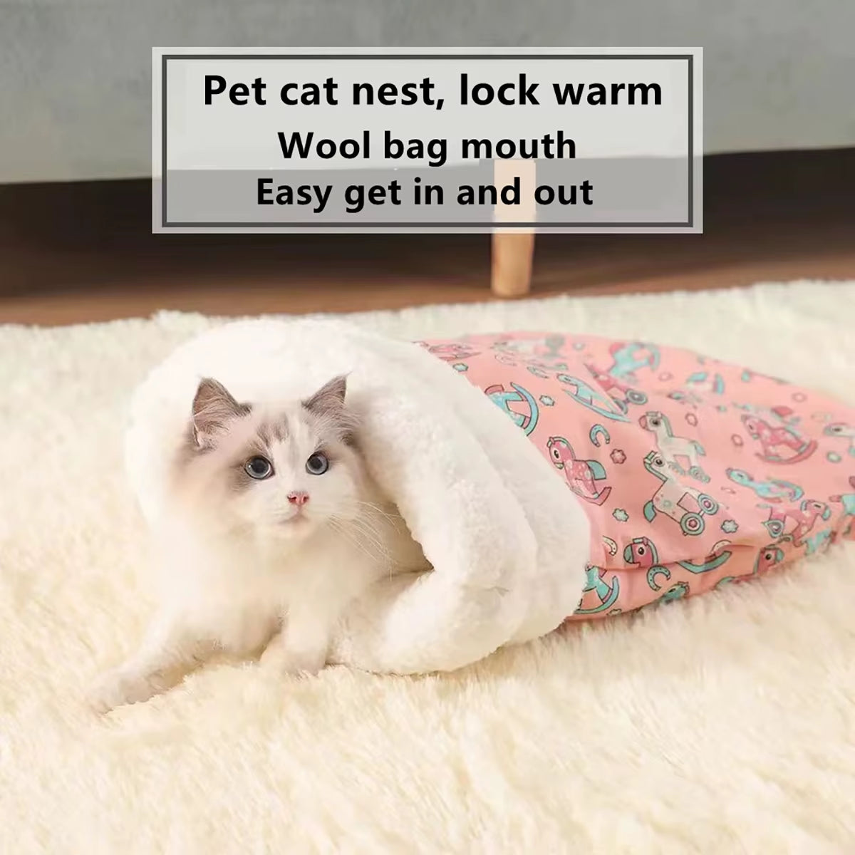 Cat Sleeping Bag – Warm Fluffy Pocket Bed for Cats & Puppies – image 2