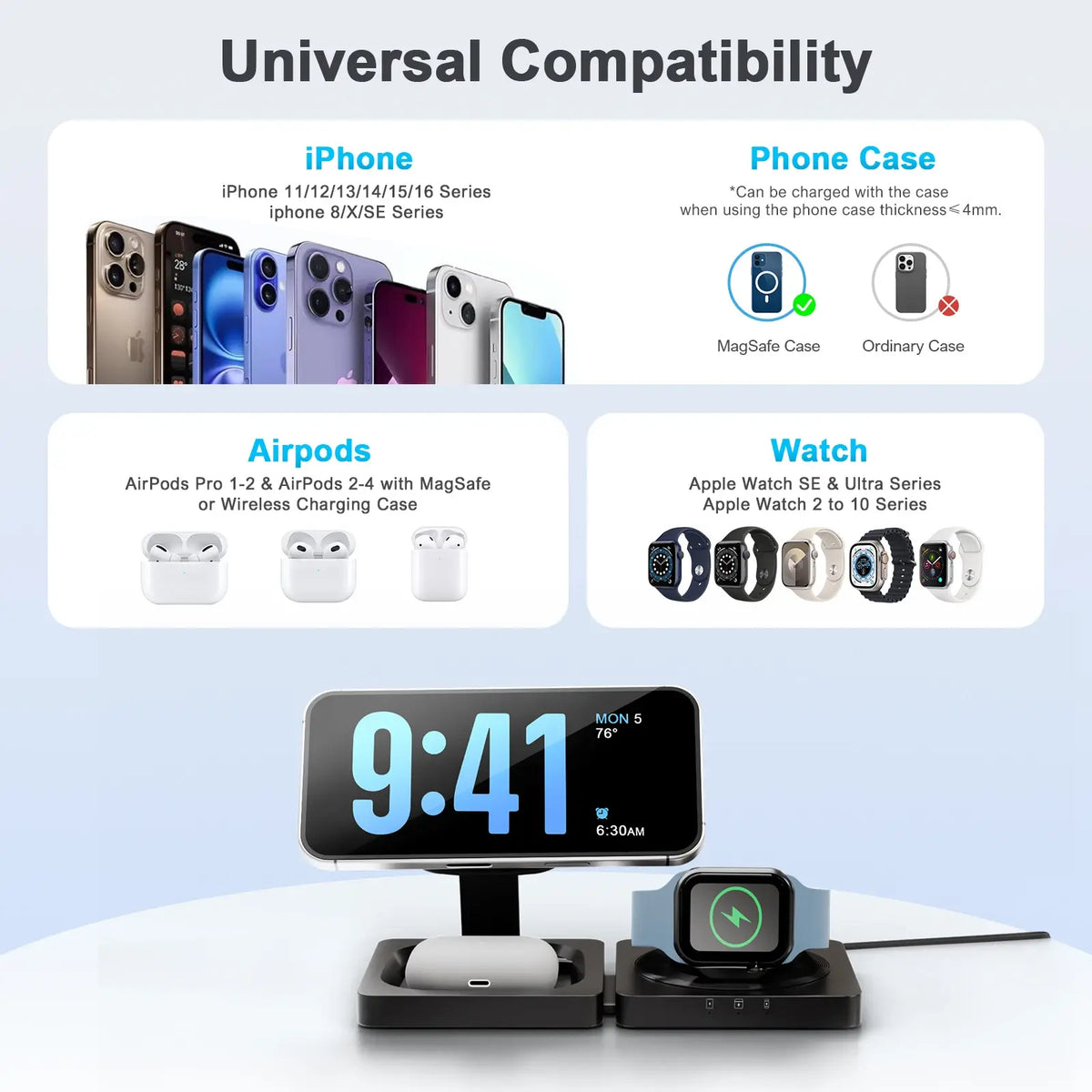 Magnetic Wireless Charger Stand 3-in-1, Foldable Charging Station – image 3