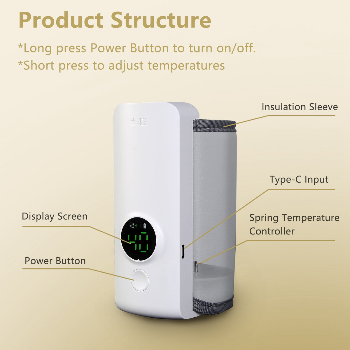 Portable Bottle Warmer with 6 Heat Settings, USB Rechargeable