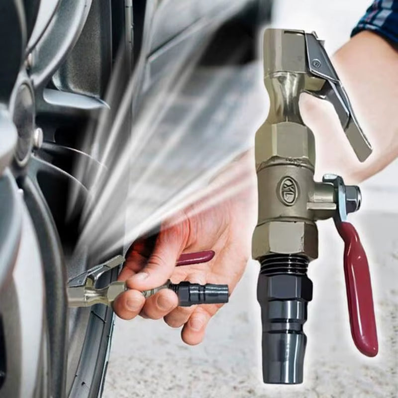 Lock-On Tire Inflator Chuck - Quick Connect Air Compressor Nozzle with Valve