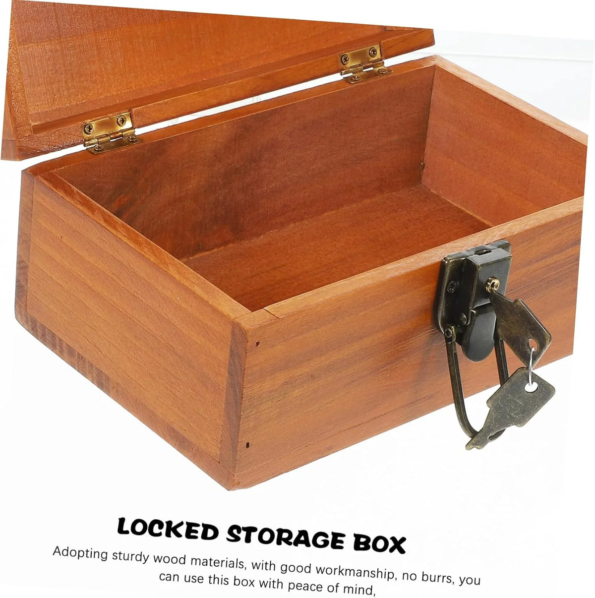 Vintage Wood Treasure Chest Jewelry Box with Lock, Keepsake Box – image 2