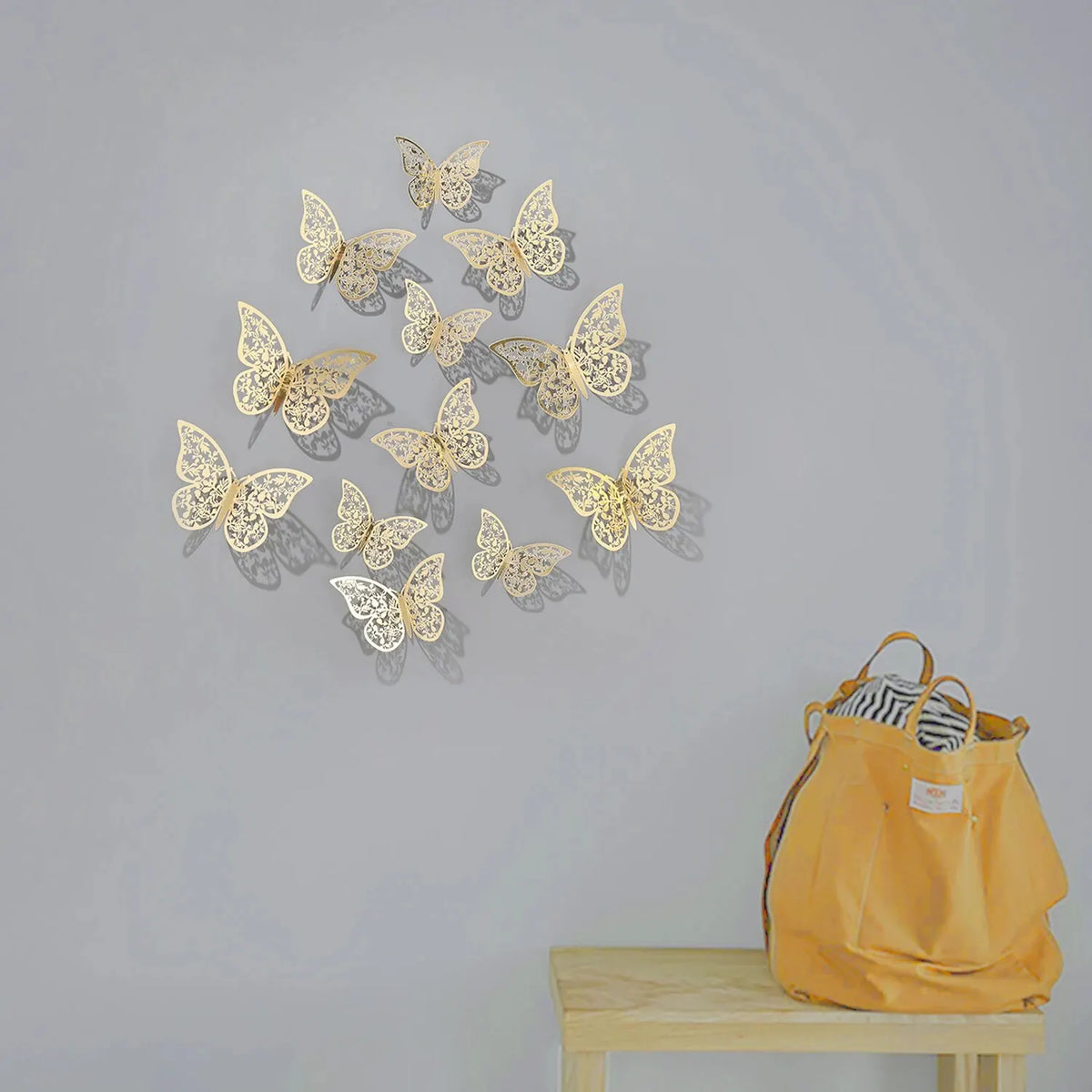 3D Metal Butterfly Wall Decor 12 Pack - Party & Room Decorations