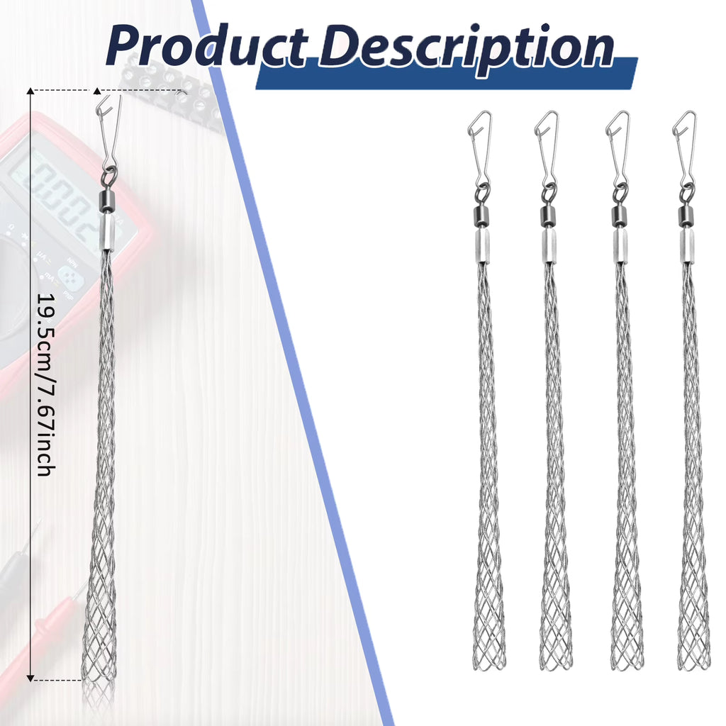 Electrician Cable Pulling Grip, Stainless Steel Mesh Wire Sock 2-Pack