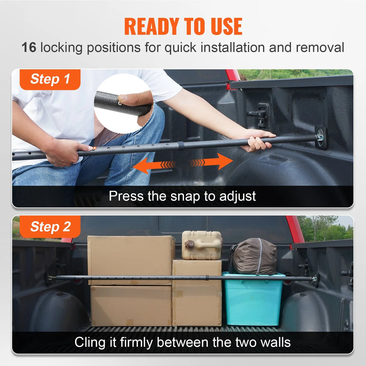 Truck Bed Cargo Bar, Adjustable Steel Load Stabilizer Bar, 220 lb – image 4
