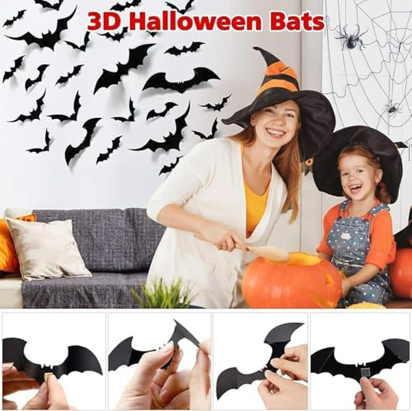 3D Bat Wall Decor – 56 Pack Halloween Wall Bats in 4 Sizes – image 2