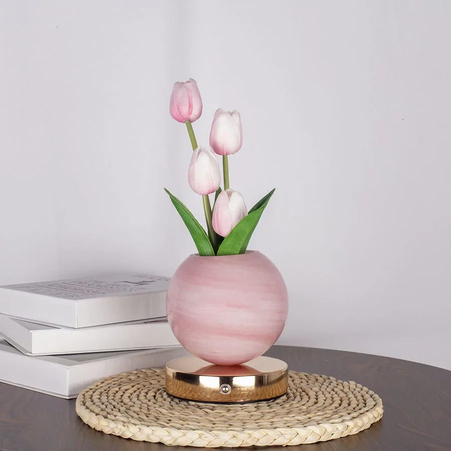 Tulip LED Night Light - USB Rechargeable Flower Desk Lamp for Bedroom Decor