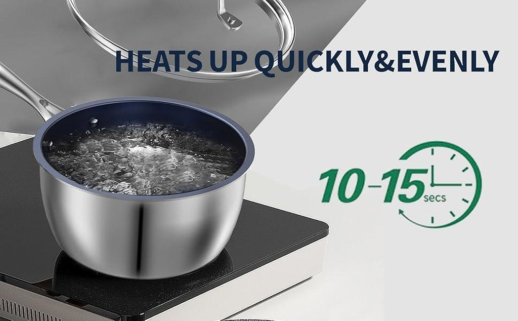 2.2 Quart Titanium Stainless Steel Saucepan With Glass Lid – image 4