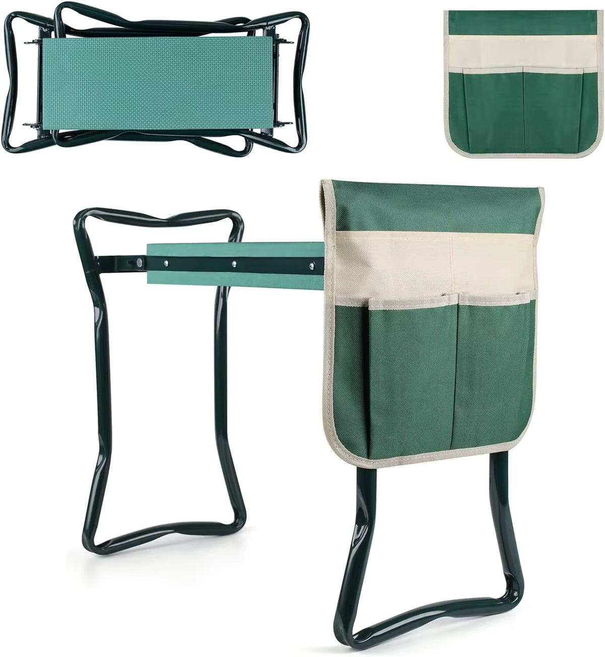 Garden Kneeler and Seat - Folding Bench with EVA Pad and Tool Pouch – image 2